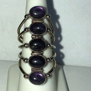 African Amethyst Gemstones (15.29 cts) in Sterling Silver Ring